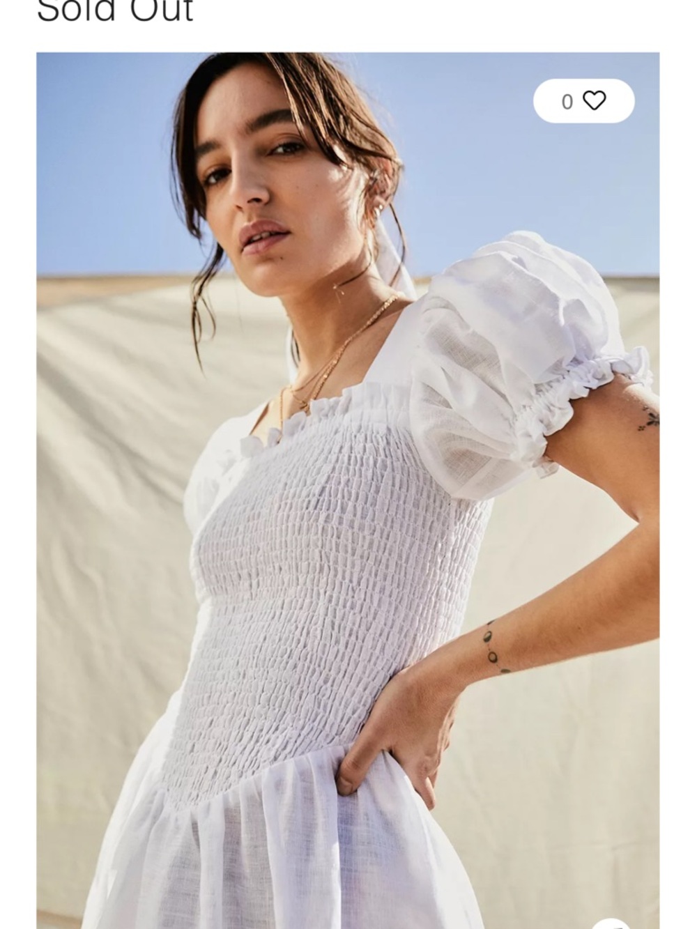 NWT! Sleeper Belle White Puff Sleeve Smocked linen dress! Size S! Gorgeous!